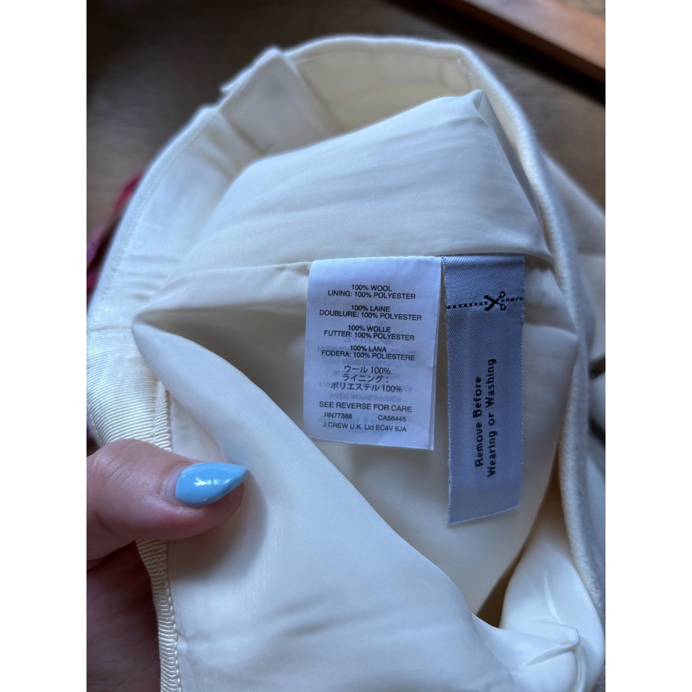 NWT J.Crew Womens Ivory Wool Asymmetric Zip Pencil Skirt Size 4 - Picture 8 of 8